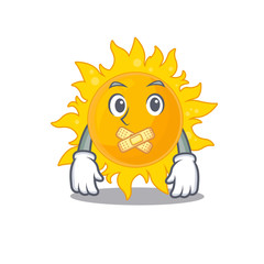 Sticker - Summer sun cartoon character style with mysterious silent gesture