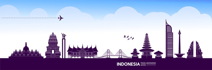 Fototapete - Indonesia travel destination grand vector illustration. 