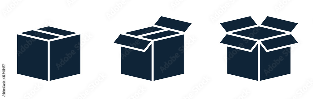 Set of shipping, delivery box or container icons. - obrazy, fototapety, plakaty 