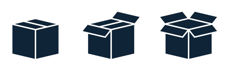 set of shipping, delivery box or container icons.
