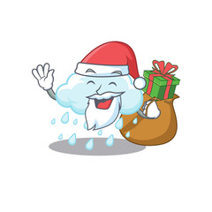 Poster - Cartoon design of cloudy rainy Santa with Christmas gift