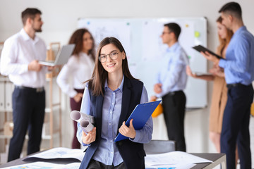 Canvas Print - Portrait of young architect during professional courses