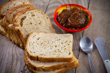 sweet breakfast toast fruit jam and honey