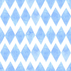 Sticker - watercolor seamless pattern with blue rhombuses