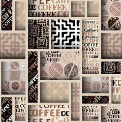 Aufkleber - Coffee. Abstract coffee pattern. Seamless image