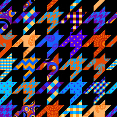 Leinwandbilder - Classic Hounds-tooth pattern in a patchwork collage style.
