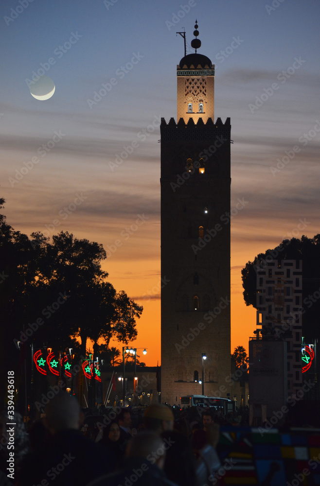 Marrakesch, Maroko, wieża - obrazy, fototapety, plakaty 