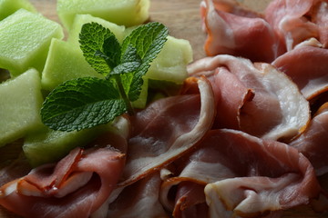 Wall Mural - Italian prosciutto crudo or jamon. Raw ham
