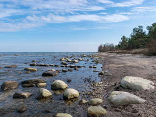 lovely sea scenery, beautiful clouds, lots of rocks