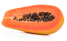 Slices Of Sweet Papaya On White Background