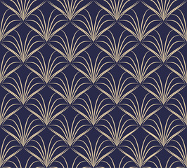 Wall Mural - art deco lattice. abstract geometric background gatsby with gold lines. thin fan tiles seamless patt