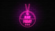 © jangnhut - Black Friday sale off neon sign fluorescent light glowing on banner background, sale off by neon lights signboard at night. The best stock of Black Friday pink neon bright color on brick background