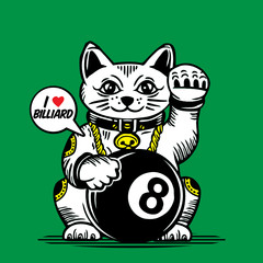 Fortune Lucky Cat 8th Ball Pool Billiard  