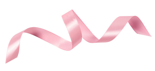 a pink ribbon isolated on a white background with clipping path.