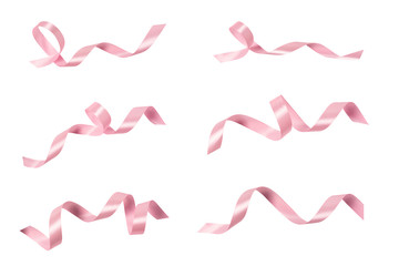 a pink ribbons isolated on a white background with clipping path.