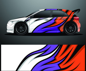 Rally car decal graphic wrap vector, abstract background