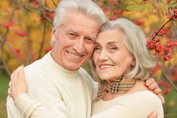 Canvas Print - Portrait of a beautiful senior couple embracing