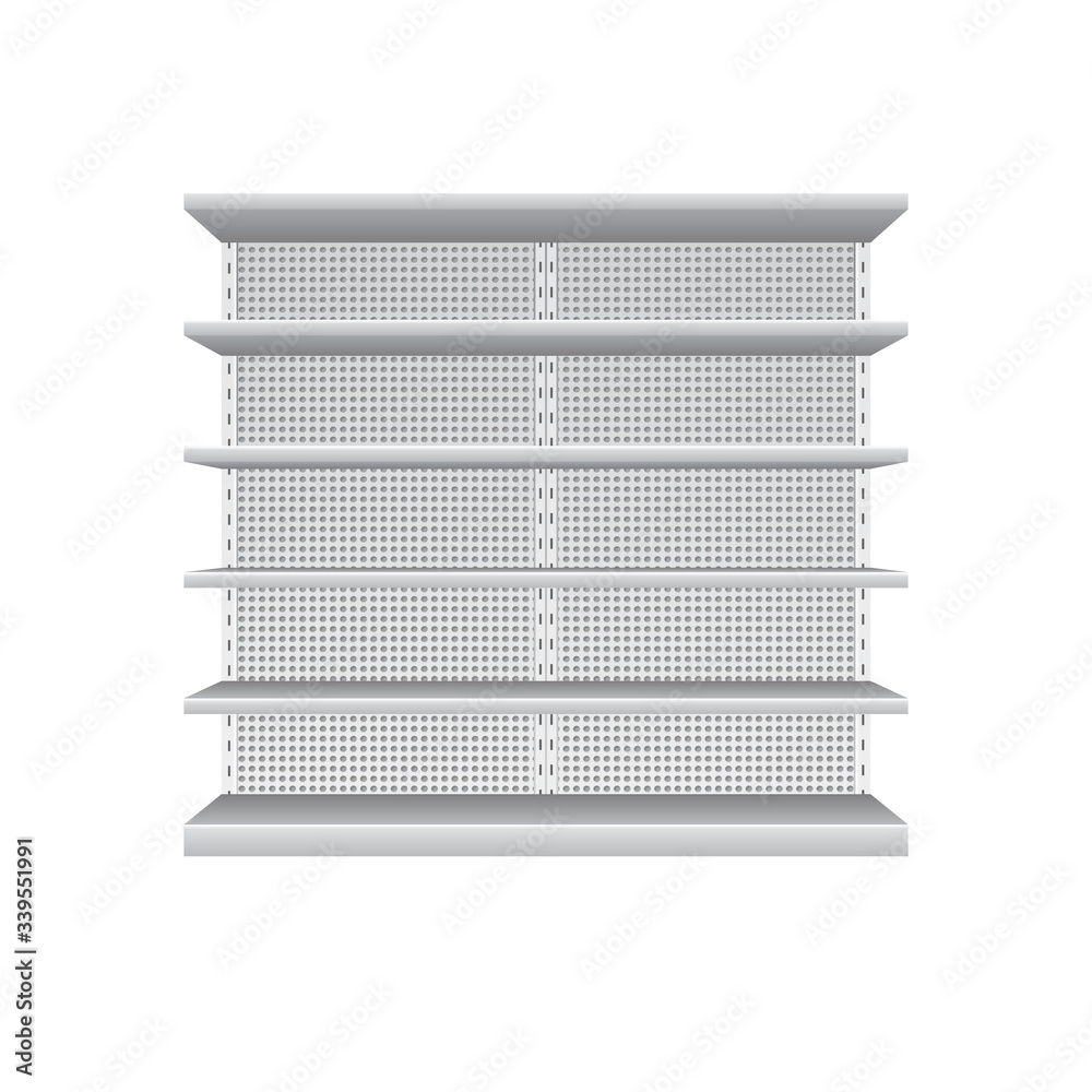 Download Vector Realistic Supermarket Shelf Mock Up Or Template Of Empty Showcases And Retail Shelves Ready For Your Design Product Advertising Wall Mural Julia
