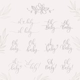 Fototapeta Desenie - Oh Baby. Set baby shower inscriptions  for babies clothes and nursery decorations.