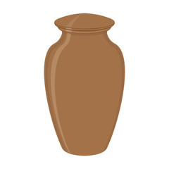 Urn for ashes. Symbols for the funeral service. Vector illustration.