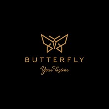 Butterfly Logo Vector Line Outline Monoline Icon Illustration, Elegant And Simple Geometric Insect 