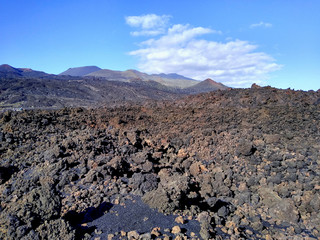 Volcanic rocky landscape in Fuencaliente. La Palma. Canary Islands. Spain.