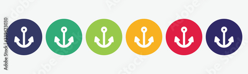 Fotografía Big set of marine anchor icon isolated on white background.