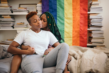 Wall Mural - Lesbian couple love