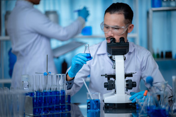 Wall Mural - microscope in biotechnological laboratory, professional equipment