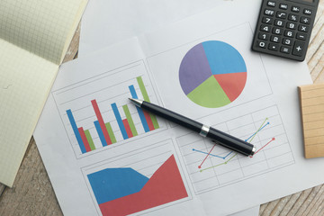 Sticker - high angle view of financial chart on office desk 