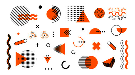 Wall Mural - abstract geometric memphis shapes. mega set circle triangle elements hipster style. modern retro geo