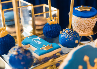 royal blue and gold birthday party for One year old