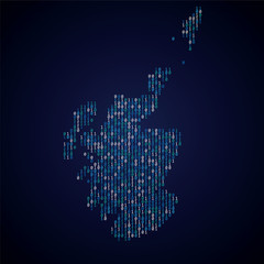 Scotland country map made from digital binary code
