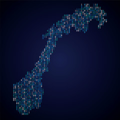norway country map made from digital binary code