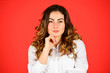 © be free - Woman satisfied hairdo. Hairdresser salon. Perfect look. Natural curls. Natural wavy hair texture. Woman with stylish curly hair. Hairdresser salon procedure. Hair health and care. Beauty and fashion