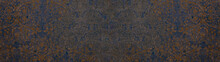 Old Brown Orange Blue Vintage Shabby Patchwork Motif Tiles Stone Concrete Cement Wall Texture Background Banner Panorama