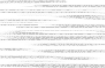 Vector matrix background. Stream of binary code on screen.  Data and technology, decryption and encryption, computer matrix background  numbers 1,0. Coding or Hacker concept.  Vector illustration