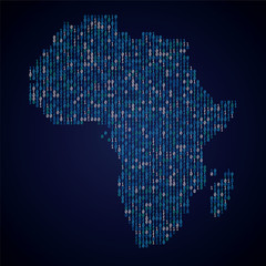africa country map made from digital binary code