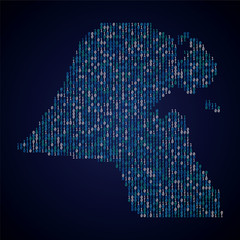 Kuwait country map made from digital binary code