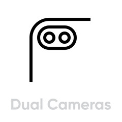 Wall Mural - Dual Cameras Phone Multi-Cameras icon. Editable line vector.