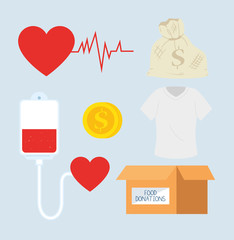 Sticker - set of charity donation icons vector illustration design