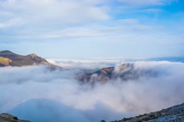 Canvas Print - Mountains in the fog