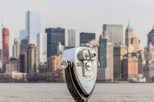 Coin Operated Binocular With Manhattan Background, New York City, USA