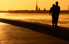 People Gazing At The Seagulls / Sunset On Neva River, St Petersburg Pt.IV