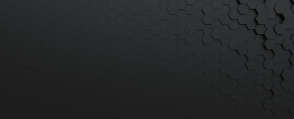 Science and technology black hexagonal tiles abstract technology background