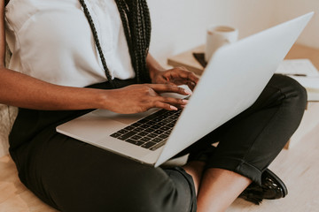 Woman using laptop