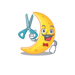 Sticker - Sporty crescent moon cartoon character design with barber