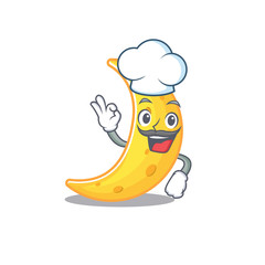 Poster - Crescent moon chef cartoon design style wearing white hat