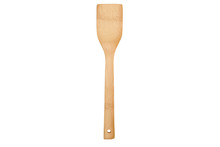  New Wooden Kitchen Spatula On A White Background, Wooden Cutlery