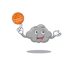 Sticker - Gorgeous grey cloud mascot design style with basketball